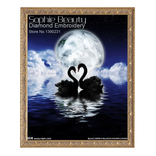 Swans By Moonlight >> Diy Diamond Painting Cross Stitch Beauty Two Swans On Moon Night Swans By Moonlight >> Diy Diamond Painting Cross Stitch Beauty Two Swans On Moon Night
