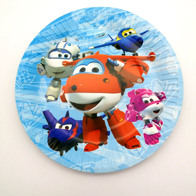 

Baby Shower Decoration Super Wings Plates Kids Boys Favors Superwings Design Dishes Happy Birthday Party Tableware 10pcs/pack