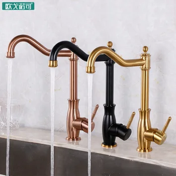 

Golden and black europe style kitchen faucet rose gold three color for choice