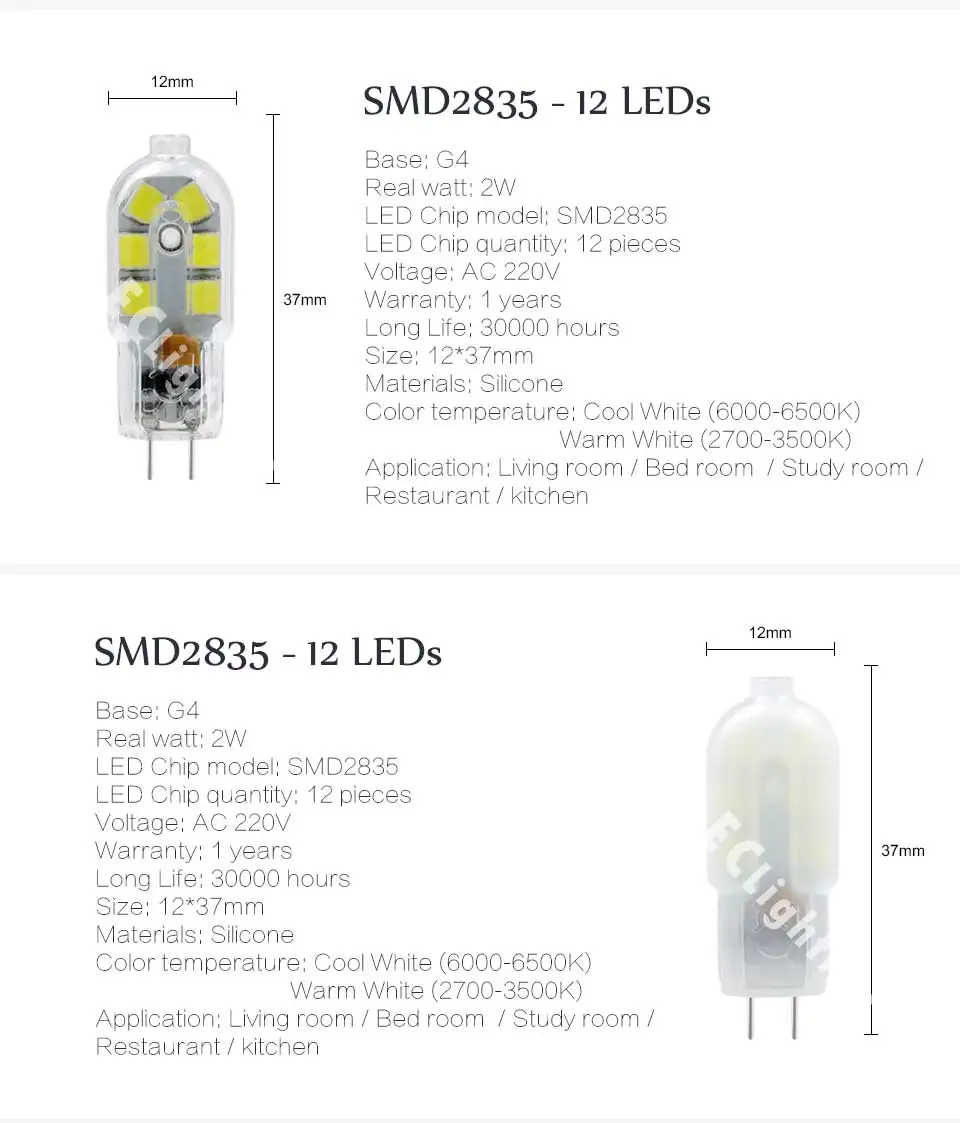10 шт. G4 Светодиодный светильник 2 Вт DC 12 В SMD 2835 лампада светодиодный G4 220 в мини-лампа молочного или прозрачного света 360 Угол луча заменить Галогенные G4