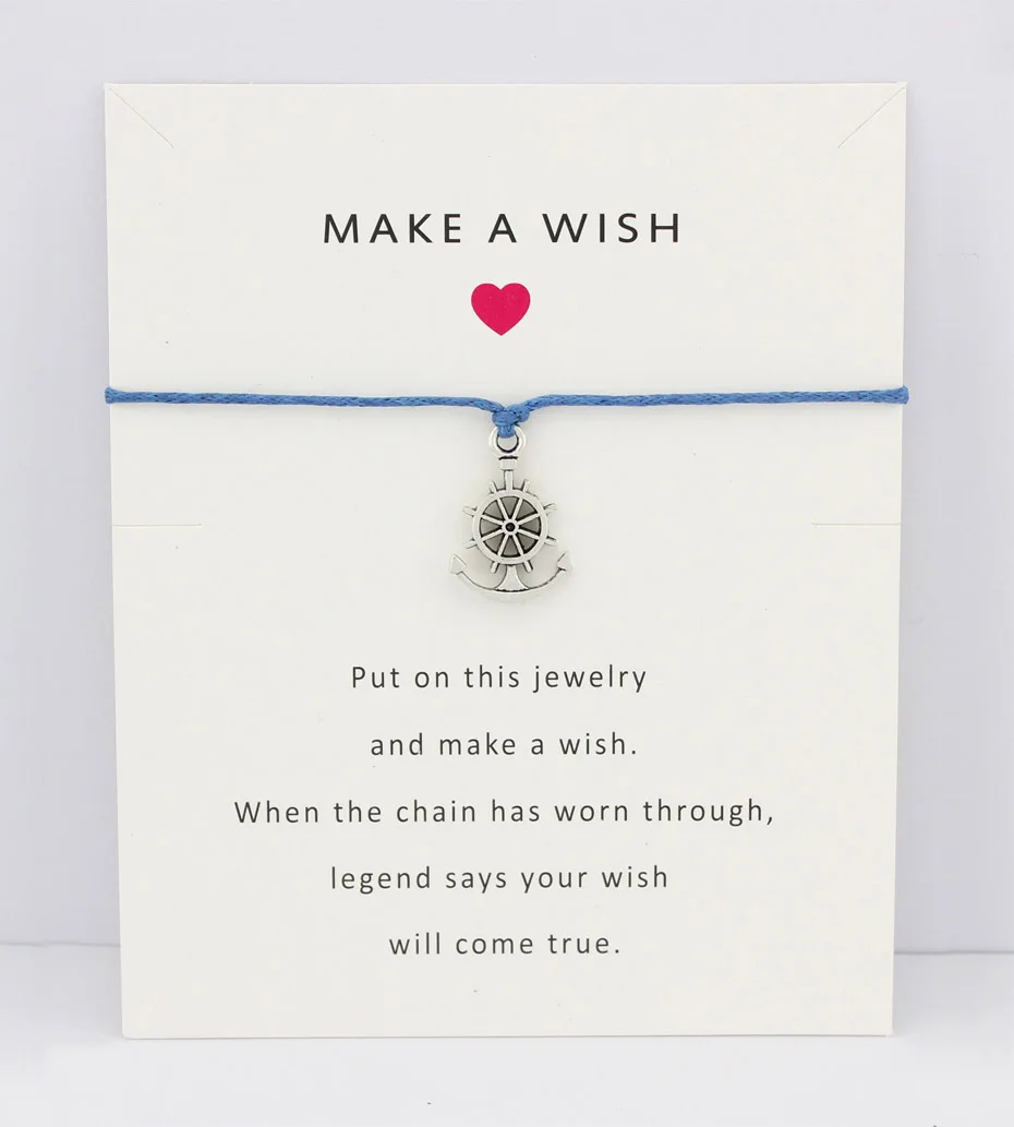 

Rudder Starfish Dolphins Shell Conch Antique Silver Charm Card Bracelets Wax Cord Women Men Girl Boy Jewelry Gift Many Styles