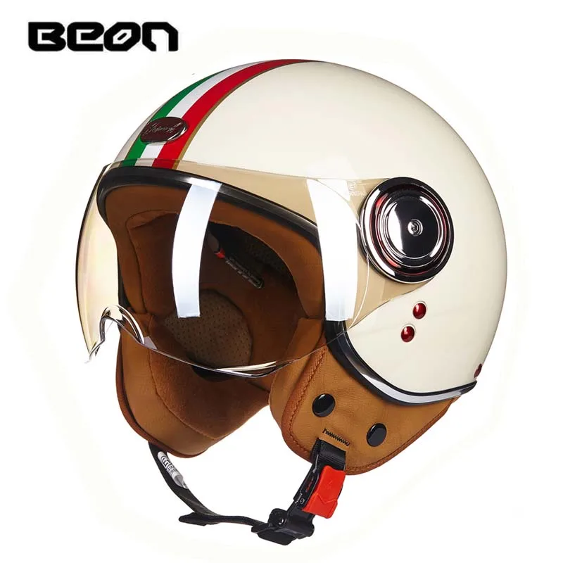 Мода BEON B-110B moto cross открытый шлем для мужчин и женщин, moto rcycle moto электрический велосипедный защитный шлем scoote dirt bike - Цвет: milk white red green