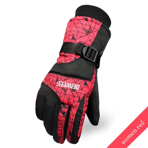 SAENSHING женские мужские лыжные перчатки водонепроницаемые перчатки для сноуборда мотоциклетные зимние лыжные альпинистская пара ветрозащитные зимние перчатки - Цвет: women-red