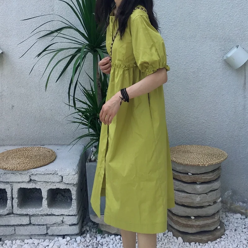 

Women Summer Dress Plus Size Vestidos Mujer Puff Sleeve Female Loose Elegant Casual Beach High Waist Long Robe Femme Vintage