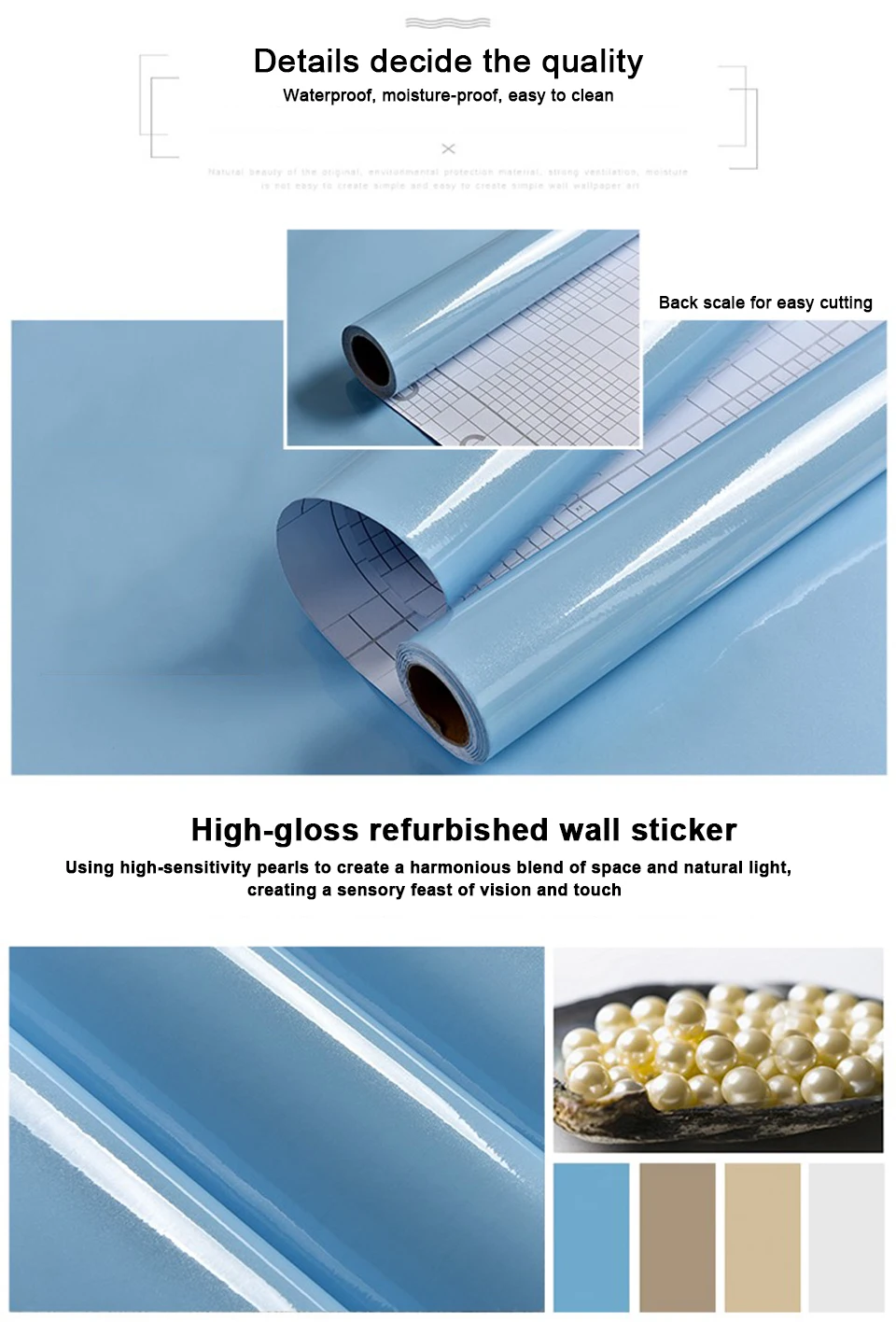 3M Glossy DIY Adhesive Vinyl Film Furniture Renovation Stickers Kitchen Cabinet Contact Paper Waterproof Self adhesive Wallpaper