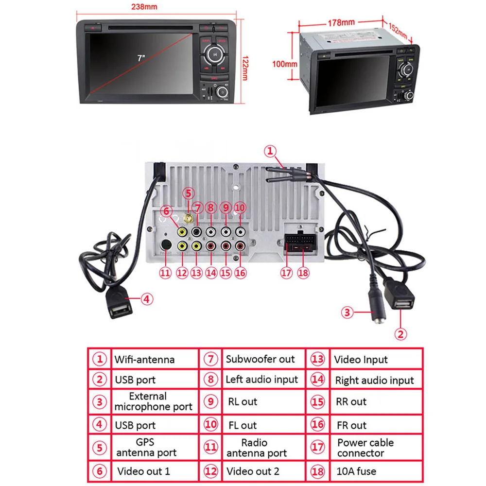 Discount 7 Inch Car Stereo Radio GPS Navigation For Audi A3 8P 8PA Quad Core 1024*600 Android 8.1 GPS Capacitive Touch Screen Radio 4