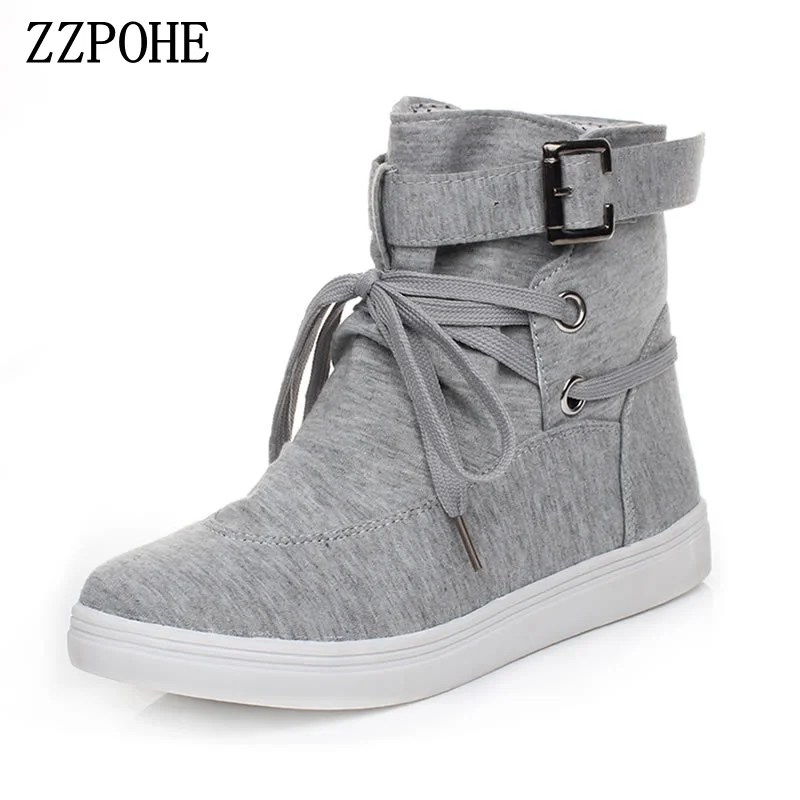 

ZZPOHE Spring and Autumn women's boots new shoes ankle boots brand canvas shoes lace casual shoes free shipping