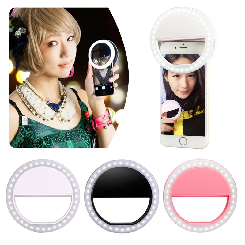 

Universal LED Photography Flash Light Up Selfie Luminous Lamp Night Phone Ring For iPhone SE 5 6 6S Plus LG Samsung HTC LG