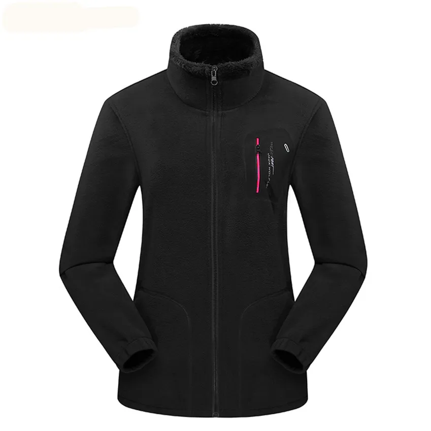 WindTaste мужские и женские Зимние флисовые куртки для походов, спорта на открытом воздухе, кемпинга, толстые тепловые треккинговые мужские лыжные куртки для альпинизма KA123 - Цвет: Women Black