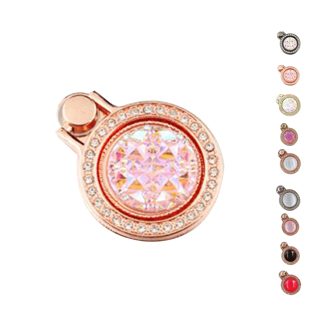 

New Arrival Pearls Rhinestones Studded Ring Frame 360 Degree Rotation Phone Support Holders Round Stand Brackets