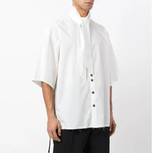 S-5XL! новая мужская одежда модный стилист волос Корейский Подиум уличные края короткий рукав рубашка плюс размер певица костюмы