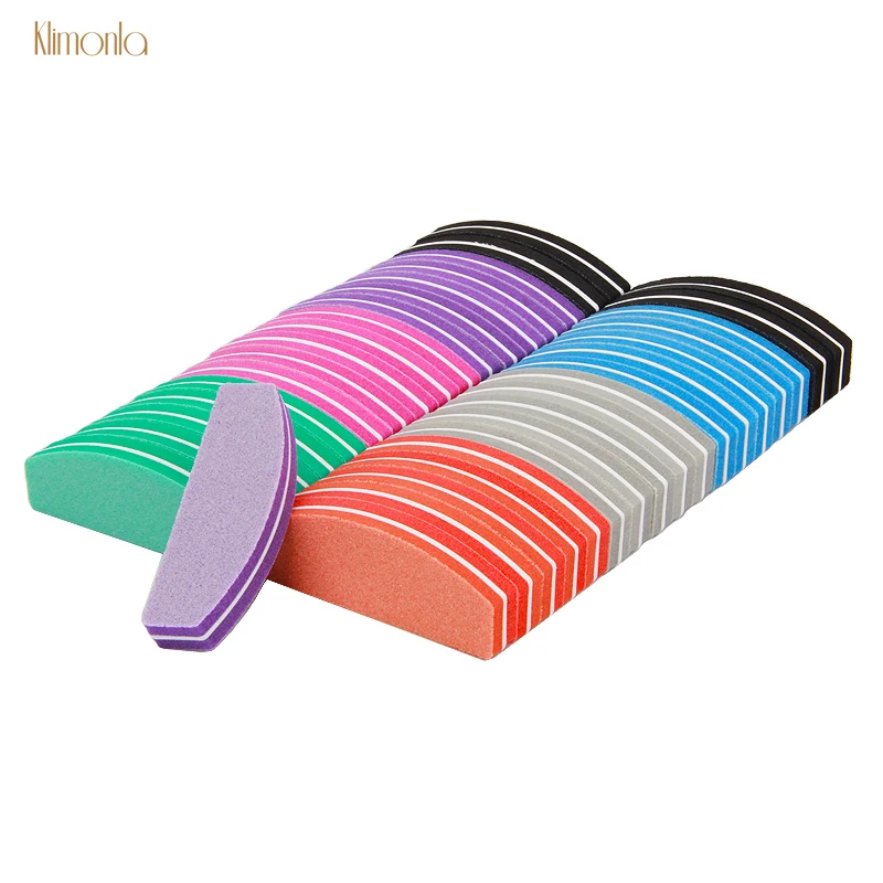 

50pcs Colorful Nail File Blocks Sanding Polish Buffers For Manicure Pedicure Care 100/180 Nail Salon Tools Sponge Nail Files
