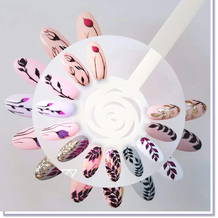 1pcs Stickers for Nails Designs White Black Flower Leaf Linear Manicure Sliders 3D Nail Art Decorations stickers Decal08 (5)(1)