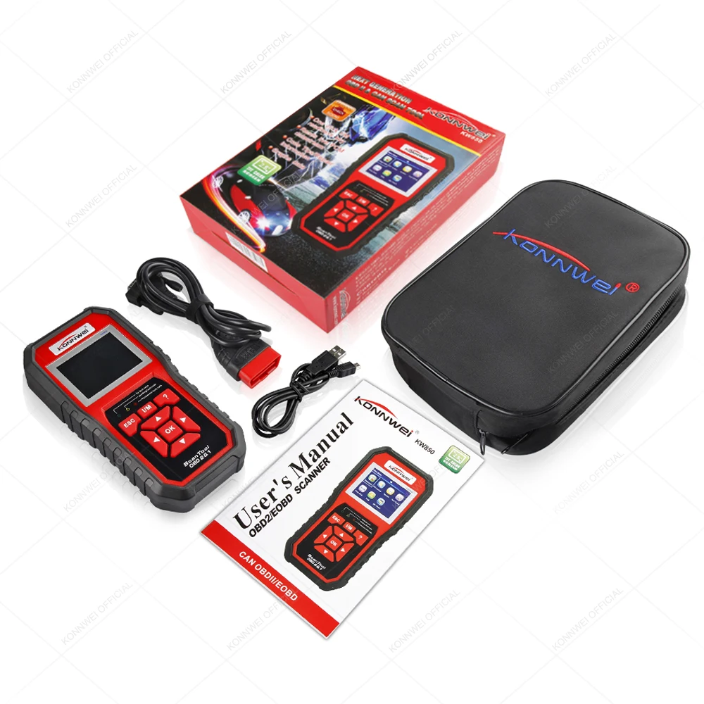 KONNWEI KW850 OBD2 считыватель кодов KW 850 с многоязычным автоматическим кодовым сканером