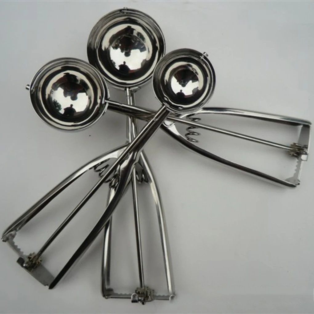 Ice Cream Scoop 3 Size Ice Cream Scoop Trigger Metal Cookie Spoon Melon Baller Stainless Steel Dough Spoon Scooper