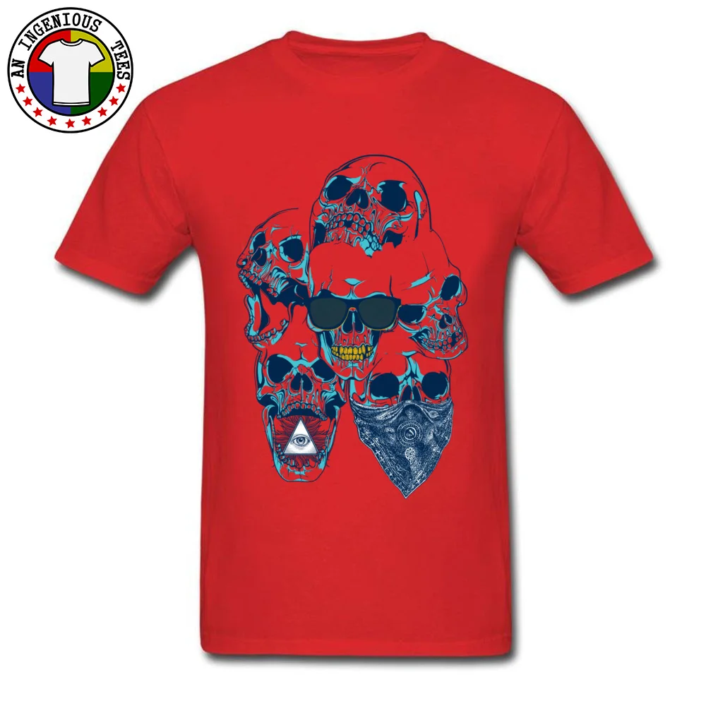 Skull Gangsta Pure Cotton T-Shirt for Men Short Sleeve Cool Tops Shirts 2018 New Fashion Summer Round Neck Tshirts Normal Skull Gangsta red