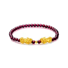 FNJ 24 k золотой браслет с писю для женщин ювелирные изделия Новая мода 18 k бисера натуральный гранат Синий Лазурит красный агат