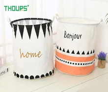 Thours Bonjour Home Organization and Storage Large Laundry Basket Cartoon Toys Storage Bucket Washing Dirty Clothes Bin guidecraft book and bin storage