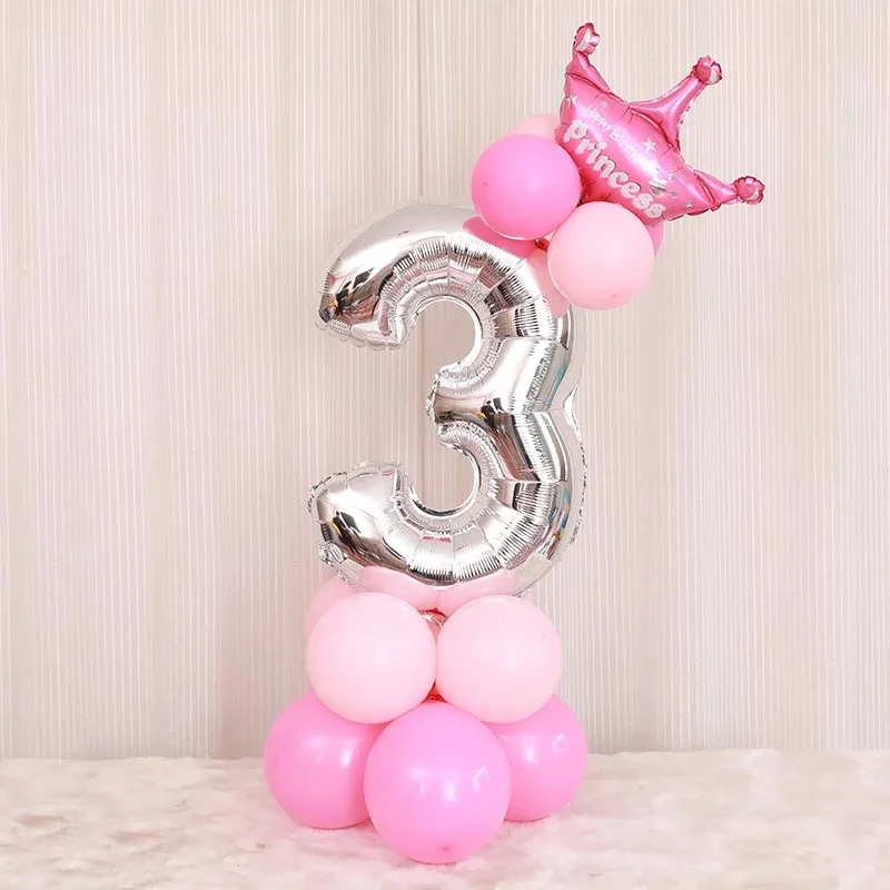 32 дюйма Корона Numeber Алюминий Фольга шар для детского День рождения Baby Shower Anniversaire Украшенные воздушные шары - Цвет: 3