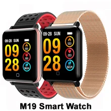 M19 Смарт часы кровяное давление фитнес трекер Smartwatch для мужчин IP67 Водонепроницаемый умный Браслет reloj inteligente
