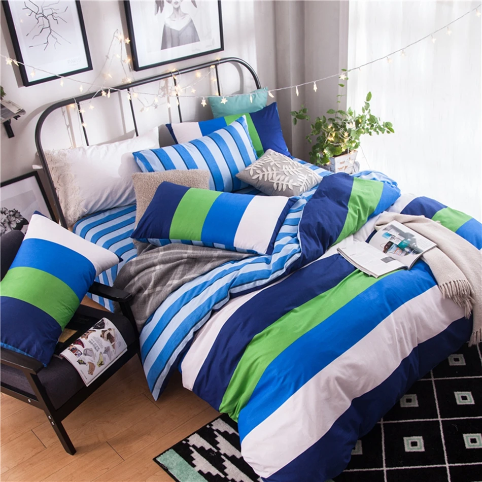 Green White Blue Striped Bedding Set Cotton Bright Color - Green White Blue Striped Bedding Set Cotton Bright Color Duvet Coverset Bedding Pillowcase Soft Bed Sheet Warm Quilt Coverin Bedding Sets Fromhome green white blue striped bedding set cotton bright color - green white blue striped bedding set cotton bright color duvet coverset bedding pillowcase soft bed sheet warm quilt coverin bedding sets fromhome