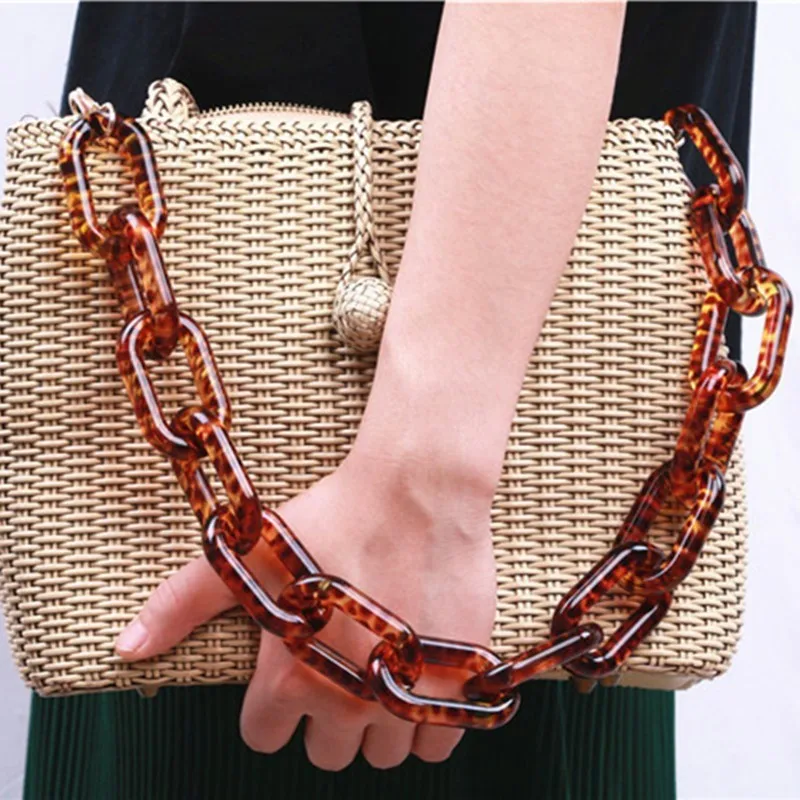 

[Telastar] 1pc Acrylic Leopard Bag Chain Party Bag Strap Sexy Women Evening Clutch Bag Chain Resin Bag Straps DIY Replacement