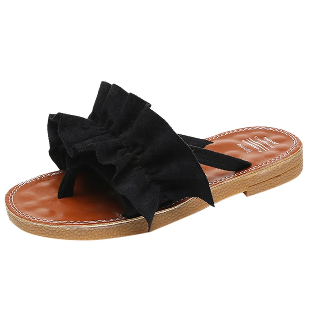 Rome women sandals flat jelly shoes bow V flip flops stud beach shoes summer rivets slippers Thong sandals nude#YJG - Цвет: Black