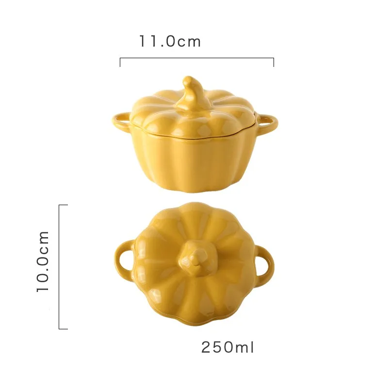 NOOLIM керамическая чаша для завтрака из тыквы фарфоровая Бытовая позолоченная чаша для выпечки керамическая крышка крышки аксессуары для посуды - Цвет: Цвет: желтый