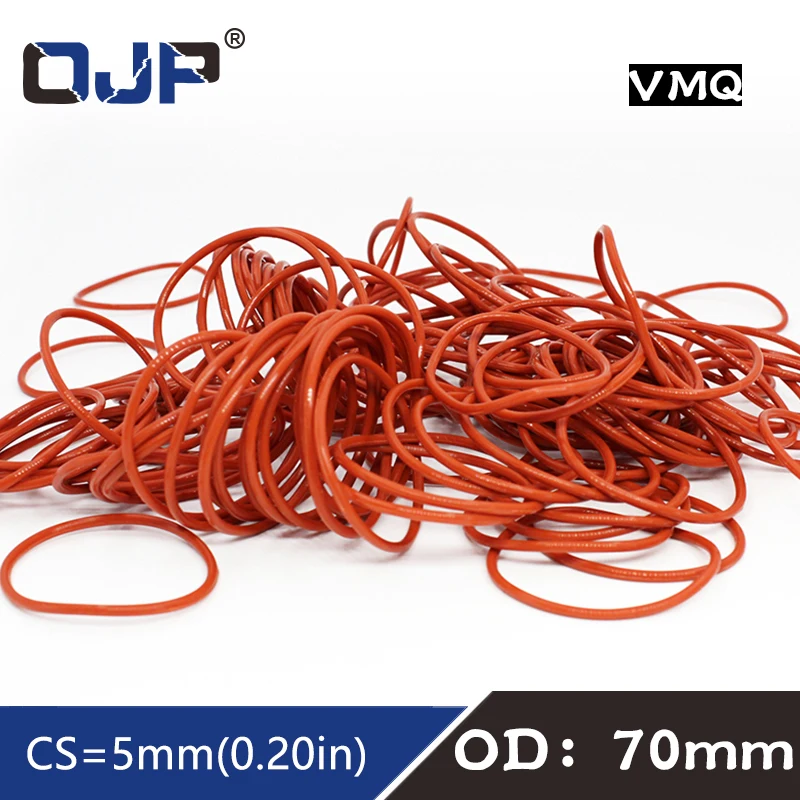 

Red Silicon Ring Silicone/VMQ O ring 5mm Thickness OD55/70/130mm Sealing Rubber O-ring Seal Rings Strip Gasket Sanitary Washer