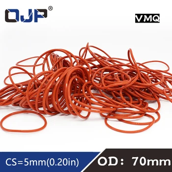 

Red Silicon Ring Silicone/VMQ O ring 5mm Thickness OD55/70/130mm Sealing Rubber O-ring Seal Rings Strip Gasket Sanitary Washer