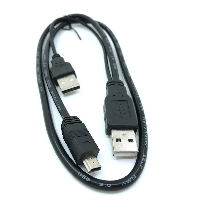 

USB2.0 USB 2.0 double A Type 2A Male to Mini 5 Pin Male Y Cable 0.7m 70cm 2ft For 2.5" Mobile Hard Disk Drive HDD