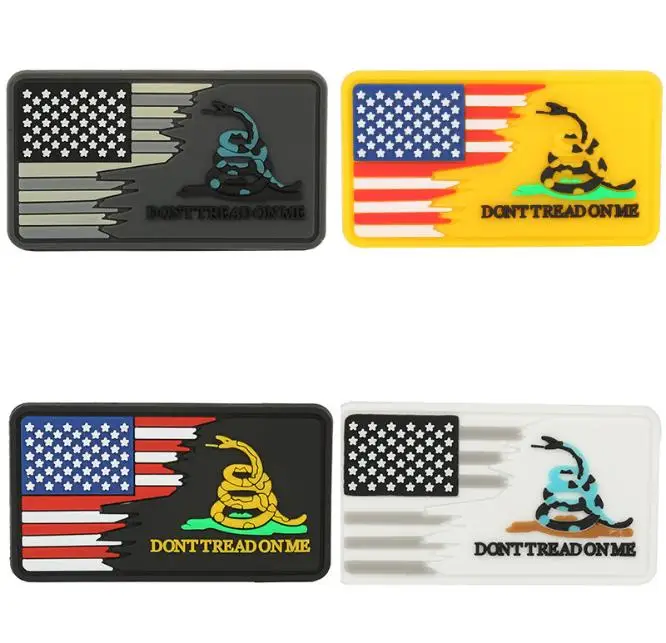 

PVC Don't Tread on Me sanke Patch USA flag Military Morale Patch Tactical hook Badges Combat subdued Patches for vest hat