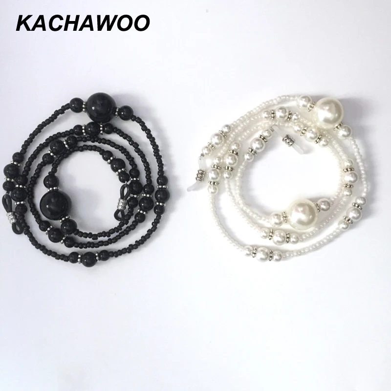 Женская цепочка для очков Kachawoo черно белая с жемчужными бусинами оптовые
