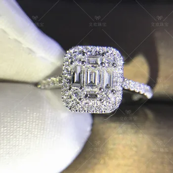 

Lady's Classic solid 925 Sterling Silver ring Square Put together SONA Diamant CZ Rings Wedding Brand Jewelry for Women size 5-9