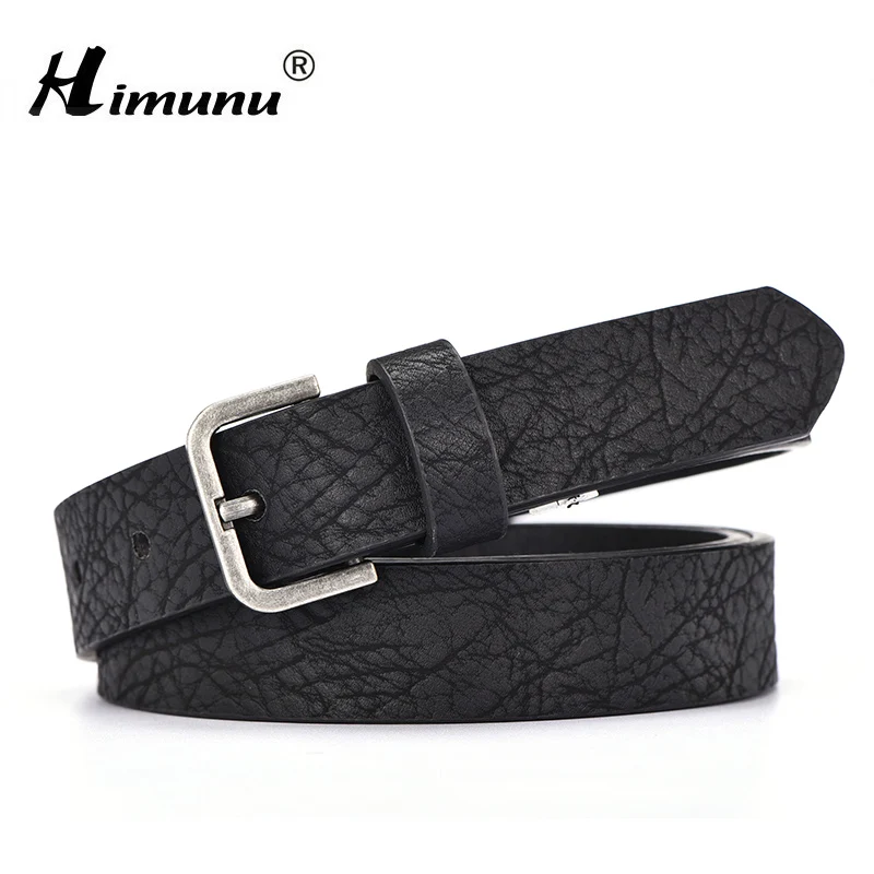 

[HIMUNU] New style Leisure PU belts for women fashion Brown and black Female belt Two buckle styles Retro pin Buckle