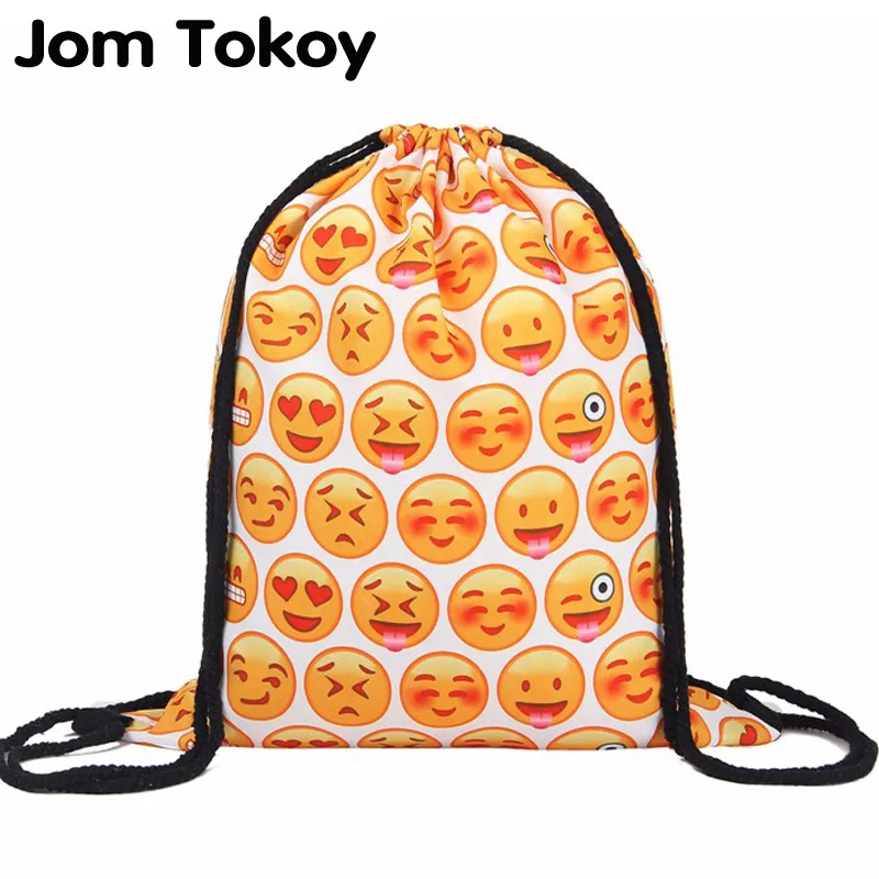 

3D Fashion Printed Animal Emoji Pattern Cute Girl'S Drawstring Backpacks Women's Lady Travel Shopping Drawstring Bag