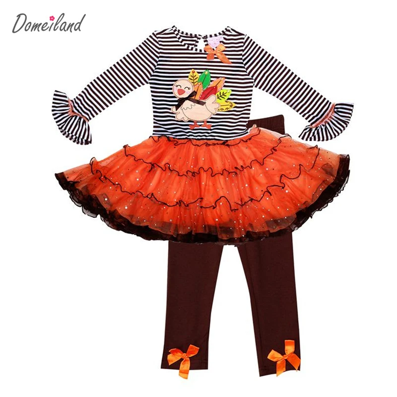 2016 Primavera marca de Moda de Bebé party Girls Boutique Trajes de Pavo de Acción de gracias 2 Unids tutu vestido de La Raya de La Colmena Pantalones Trajes