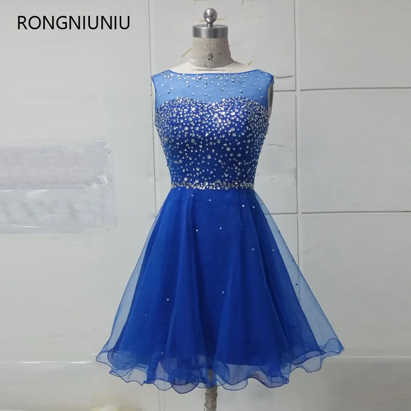 vestido de festa azul curto