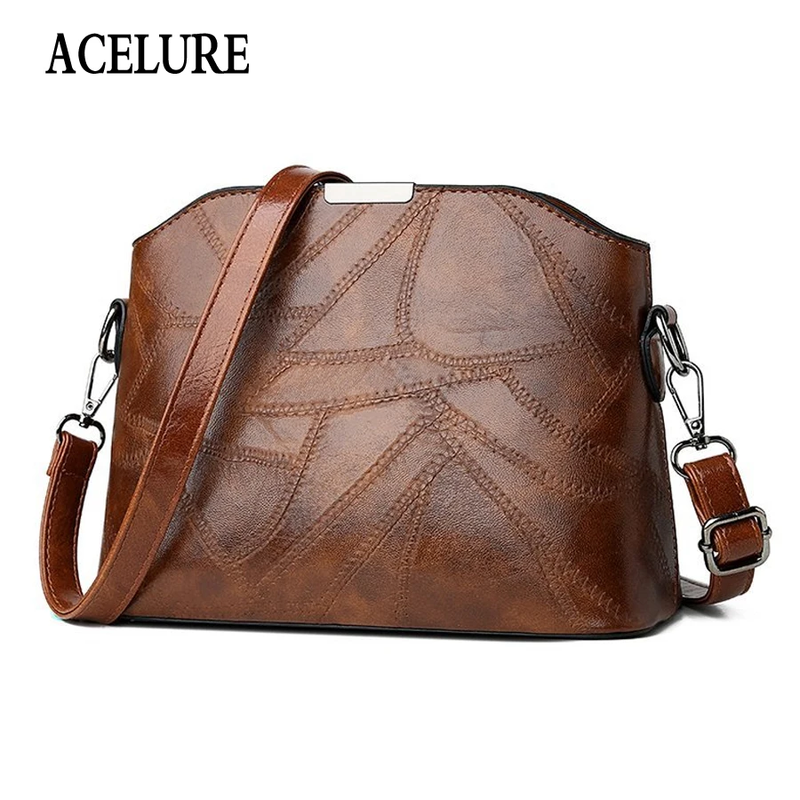 

ACELURE Patchwork PU Leather Women Bags Soft Solid Color Shell Shoulder Bags Fashion OL Ladies Beautiful Luxury Messenger Bag