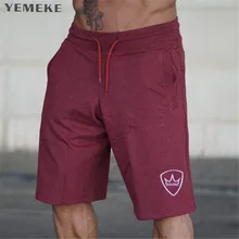 

YEMEKE Mens Brand Jogger Sporting Shorts Slimming Men Black Bodybuilding Short Pants Male Fitness Gyms Shorts Workout