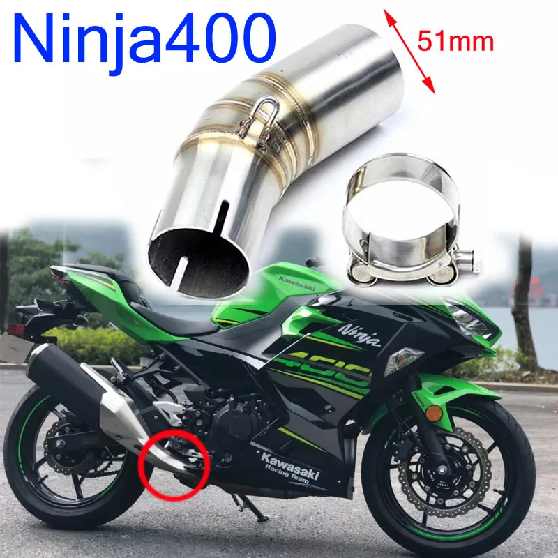 

For Kawasaki Ninja 400 Z400 2018 2019 Years Motorcycle Exhaust Middle 51mm Link Pipe Stainless Steel 304 Bend Tube