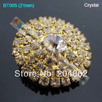 

20pcs/lot 20mm Sew on Czech rhinestone diamante button crystal button in Gold / Sliver setting For Costume Browband Wedding