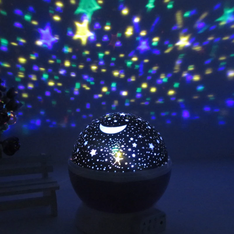 LED Star Lighting Lamp Color Changing Romantic Room Rotating Moon Sky Night Light Projection Warm White For Child Bedside | Освещение