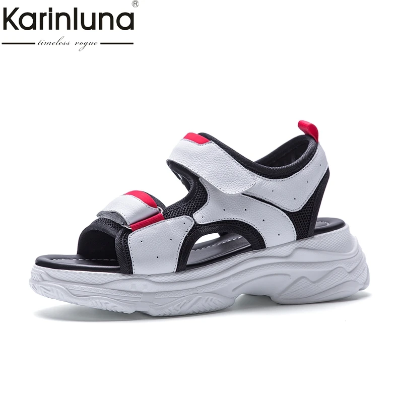 

KarinLuna Fashion Big Size 35-42 Fashion hook&loop Summer Shoes Woman Sneaker Flat Platform Soft Shoes Woman Sandals