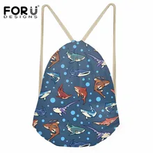 FORUDESIGNS/сумка с рисунком акулы для женщин и мужчин, маленький дорожный рюкзак для девочек и мальчиков, рюкзак на веревках для детей
