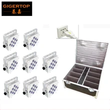 8В1 зарядный чехол для полета 9x18 Вт RGBWA УФ-цветной светодиодный прожектор с питанием от батареи, 6 в 1 цветной Dj светодиодный Свадебный задний фон шайба белый