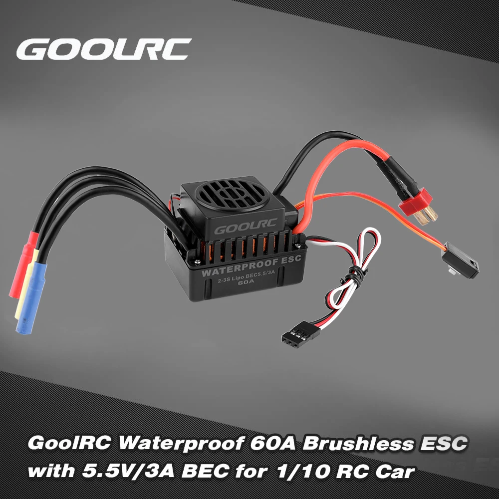 

GoolRC Waterproof 60A Brushless ESC Electric Speed Controller with 5.5V 3A BEC for 1:10 RC Car Vehicle Molde Electronic Part