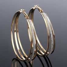 Vintage Gold Color Big Circle Hoop Earrings for Women Steampunk Ear Women Hoop Earring Party Jewelry