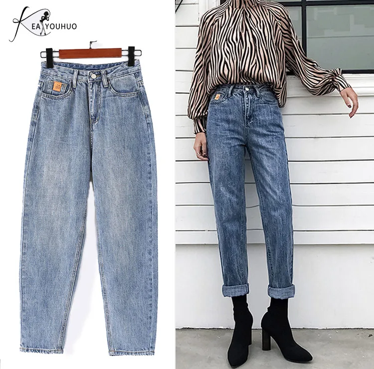 

2019 Summer Plus Size Pants Boyfriend Jeans For Women Pencil Pants Woman High Waist Jeans Loose Woman Trousers Femme Mom Jeanses