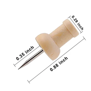 

80pcs H-Shape Wood Decorative Push Pins, Wood Head and Steel Needle Point Thumb Tacks for Photos, Maps and Cork Boards